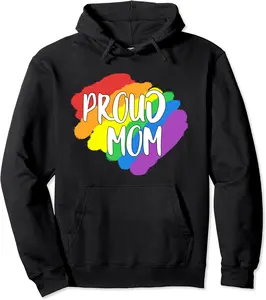 Proud Mom Gay Ally Rainbow Flag Gift Lesbian Gay LGBTQ Pullover Hoodie - 69B08MMN2MFF