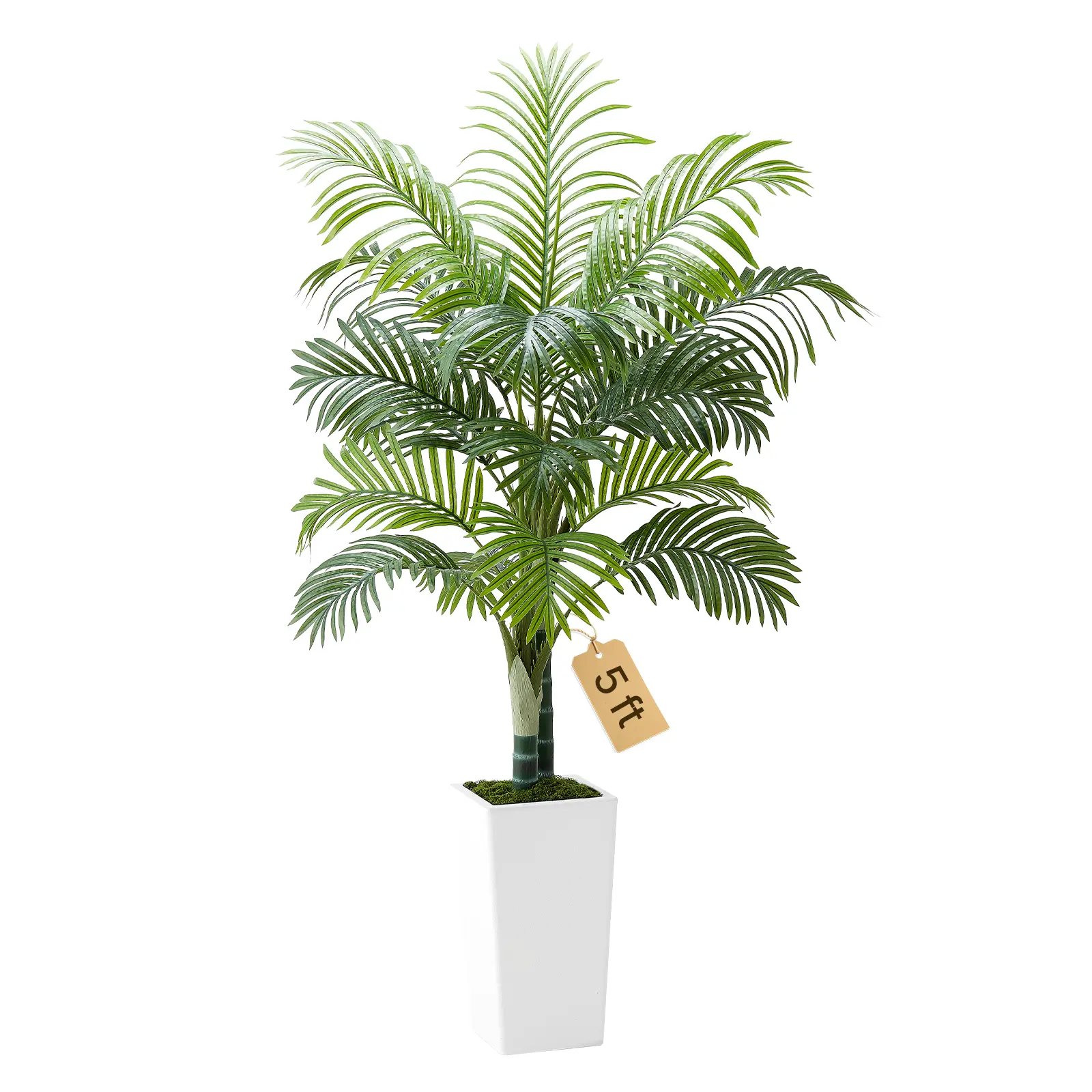 VEVOR 5 ft Artificial Areca Palm Tree, Waterproof Decorative Plastic Fake Tropical Silk Floor Plant with Tall White Planter, for Home Office Decor, Indoor Outdoor Use#BacktoSchool