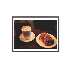 Coffee & Pastry Framed Poster — Café Wall Art Print with Wooden Frame