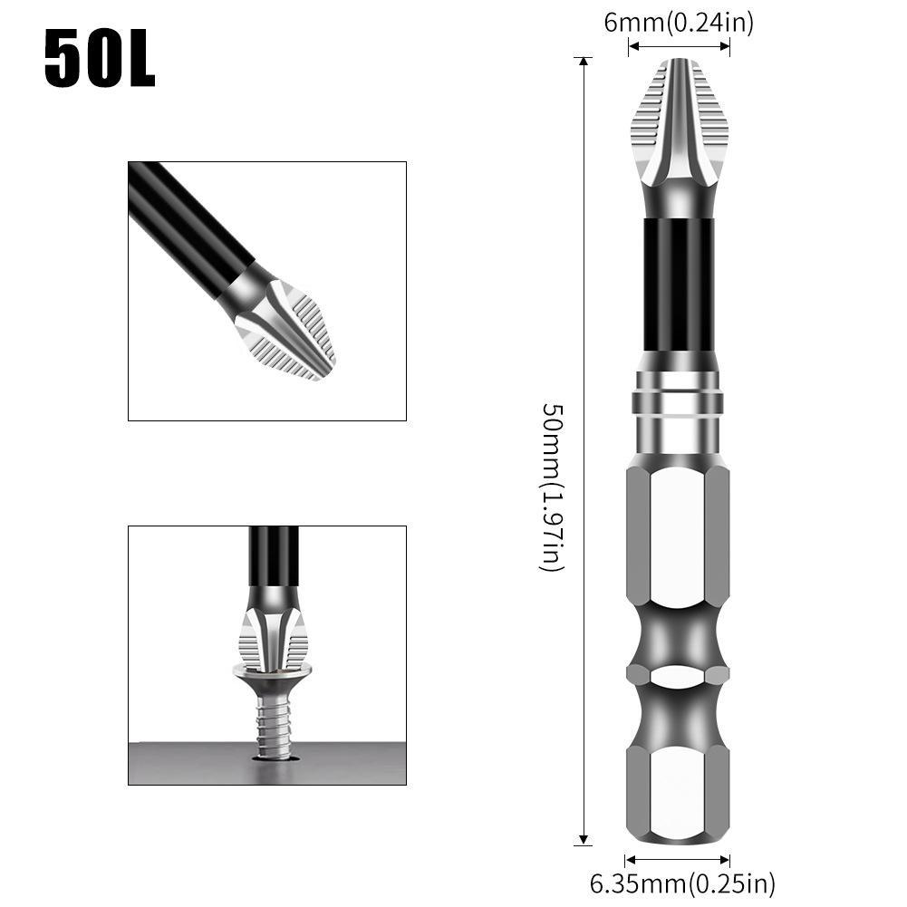 10pcsPhillips Screwdriver Bit PH2 Serrated Tip 1/4" Hex Shank 2" (50mm) Long Impact Magnetic Anti Slip Cross Screw Driver Industrial Power Drill Bits for Remove Fastening Screws 10pcsPhillips Screwdriver Bit PH2 Serrated Tip 1/4" Hex Shank 2" (50mm) Long Impact Magnetic Anti Slip Cross Screw Driver Industrial Power Drill Bits for Remove Fastening Screws