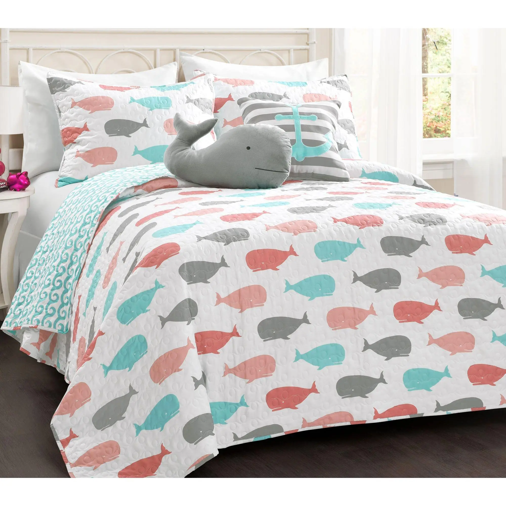 Lush Decor Whale Quilt 5Pc Set Full/Queen