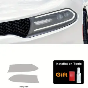 For Dodge Charger 2015-2020, Precut Headlight Protective film Transparent or Smoked Black TPU Headlight Sticker Car Decals