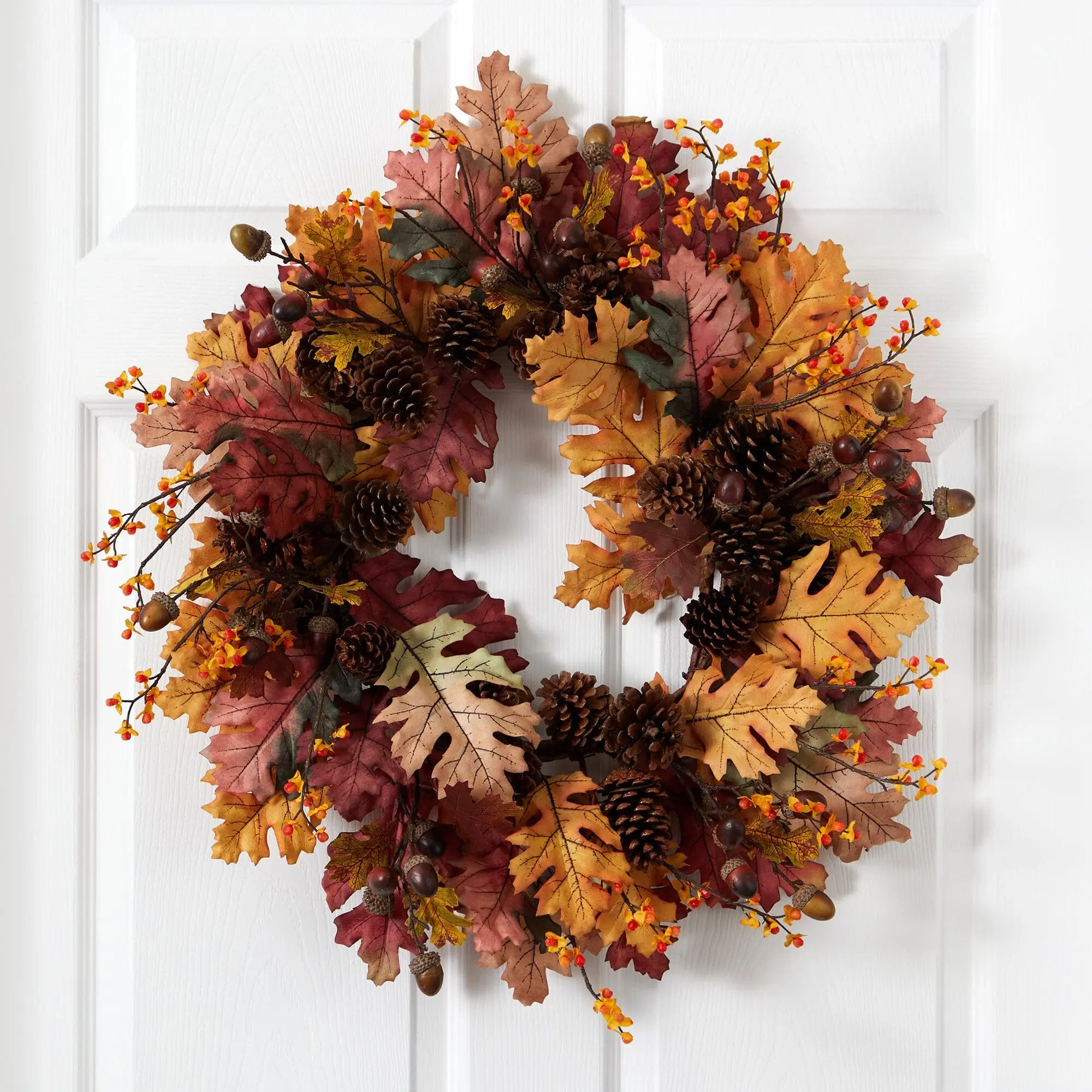 24 in Round Artificial Oak Leaf, Acorn and Pine Wreath - Indoor Ornament, Casual Festive Decoration, Hanging Wall/Entry Door Accent, Garlands & Swags Home Supply, Artificial Wreath Wreaths, Garlands & Swags