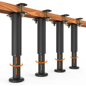 4 Pack Adjustable Bed Support Legs 7.3"-12.6", Heavy Duty Thick Carbon Steel Bed Legs Replacement with Rubber Pads, Easy Install on Bed Frame or Slats