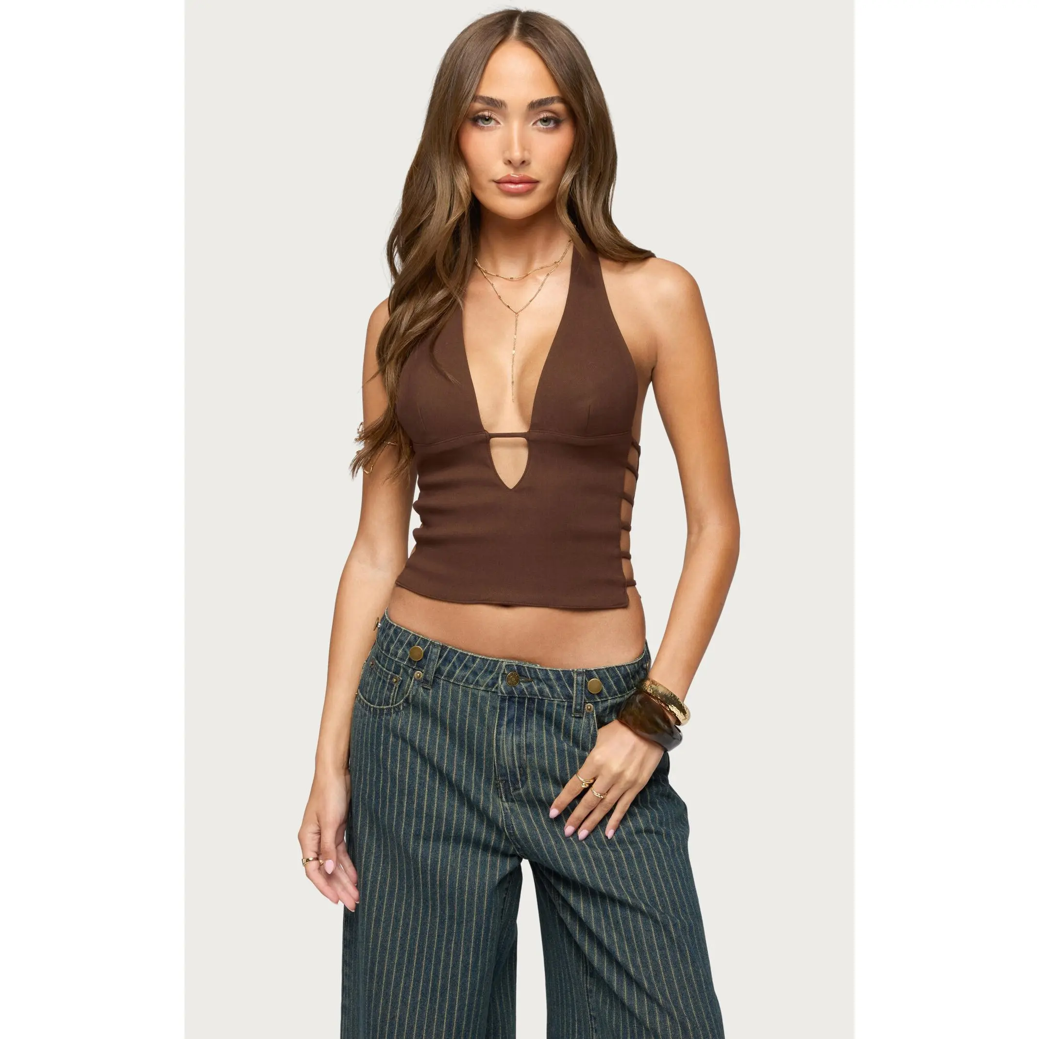 Edikted Women's Aneera Cutout Plunging Halter Top