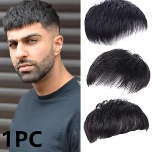 Men's Short Hair Real Hair Concealer Patch, Invisible Thin Mesh, Breathable, Quick Styling, Covers Baldness, Hair, Receding Hairline