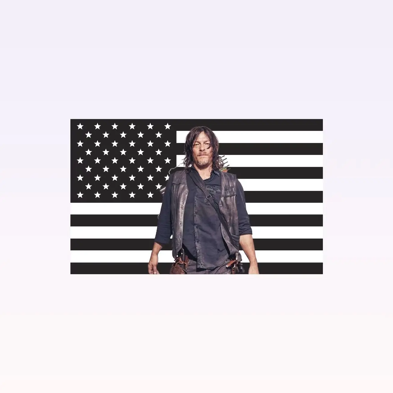 Daryl Dixon Black American Flag Tapestry – TV Character Wall Art | Survival Fan Decor | Aesthetic Black Flag | Hero Room Gift