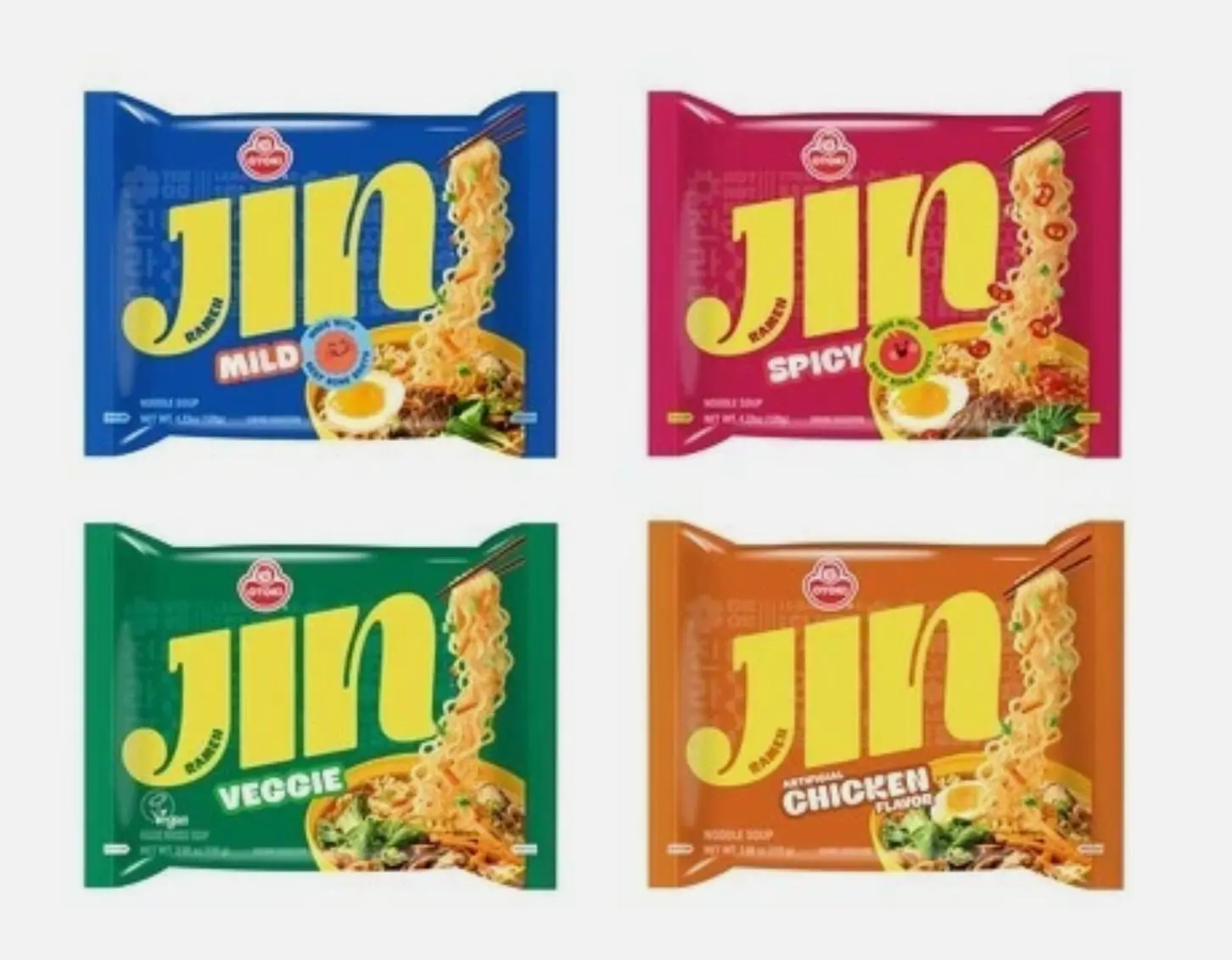 [4 Packs] Ottogi Jin Ramen Korean Instant Noodle Variety Pack