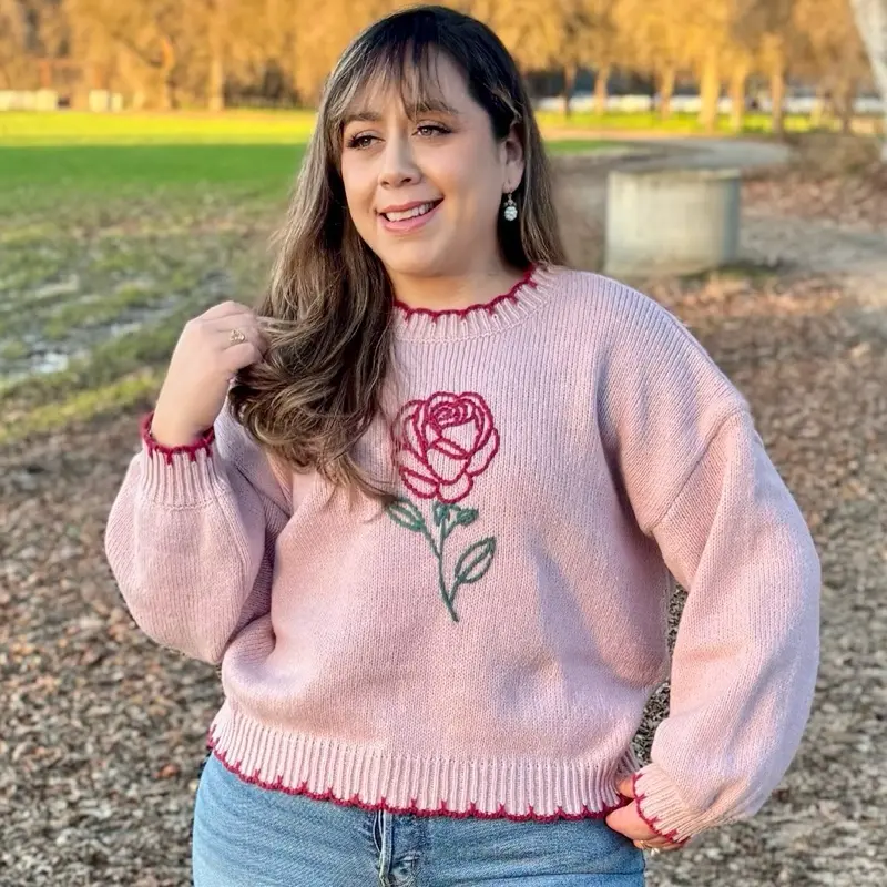 トップス andmary Rosie flower knit tops pink ANDMARY】Rosie flower knit tops