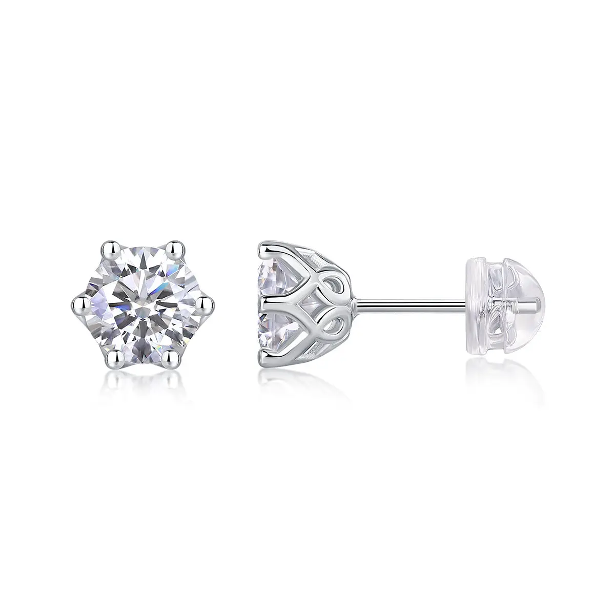 Freehand Bloom Moissanite Earrings – Sterling Silver Studs | Zariah Luxe™