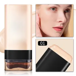Long-Lasting Smudge-Proof Foundation Stick with Brush for Skin Tone Brightening and Concealing