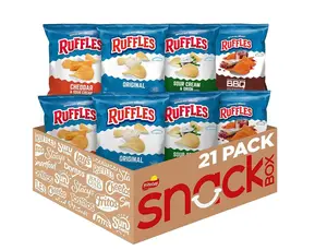 Ruffles Potato Chips, 4 Flavor Variety Pack, 1 oz Bags (Pack of 21)