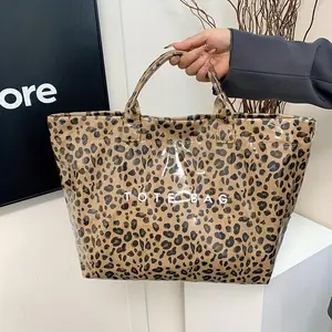 Leopard Print Clear Tote Bag - Stylish Transparent Daily Shoulder Handbag for Versatile Styling and Everyday Use