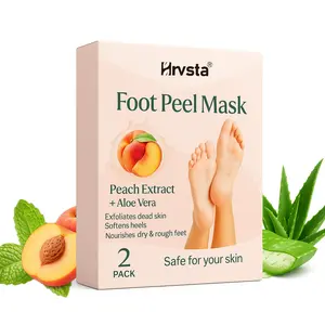 Foot Peeling Mask 2 Pack - Peach - Exfoliating Foot Peel for Dry Cracked Heels & Dead Skin Removal | Baby Soft Feet Treatment