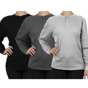 3-Pack Women's Waffle-Knit Long Sleeve Crew Neck Thermal Shirts