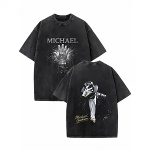 Oversized Vintage T-Shirt, Michael Jackson Glove & Signature Graphic Tee, Retro Music Legend Streetwear, Casual Loose Short Sleeve Top, Fashion Summer Daily Outfit, Ideal Gift For MJ Music Fans