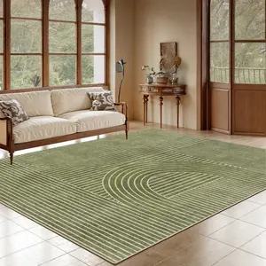 Nordic ethnic style living room thick carpet, 1.6cm thick imitation cashmere home decoration area carpet, green patterned sofa bedroom carpet, balcony corridor decoration carpet, study wear-resistant and easy to clean carpet, Decorative Area Rug