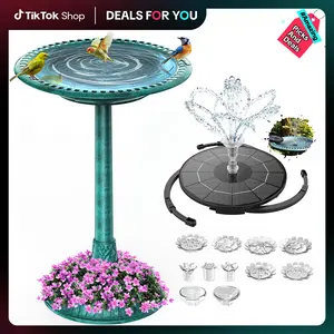 AISITIN Bird Bath With Solar Fountain,Polyresin Lightweight Bird Bath for Outside, Vintage Freestanding Birdbaths for Outdoors Garden,Patio Yar, Lawn Decor