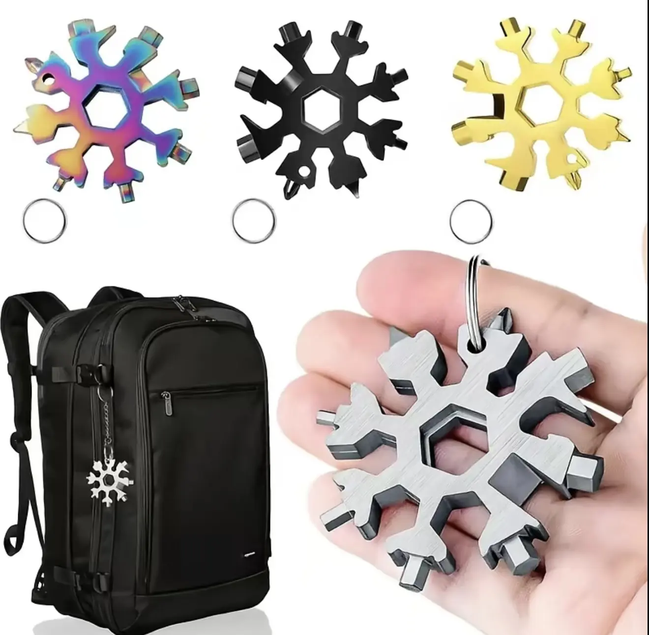 18-in-1 Snowflake Multi Tool, Multifunctional Repair Tool, Screwdriver, Bottle Opener, Gadgets For Home And Outdoor