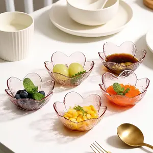 Transparent Pink Firework Sauce Dish, Hot Pot Seasoning Small Bowl, Petal Sushi Dipping Dish, Japanese Beauty Essential Oil, Creative Japanese Hamayu Pattern Pink Cherry Blossom Dipping Dish, 8pcs / 12pcs