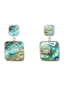 Elegant Vintage Geometric Abalone Shell Earrings, Natural Texture, Unique Women's Jewelry, Stylish Accessory, Perfect Gift