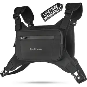 Trailoom Running Chest Pack Reflective Vest with Phone Holder, Water Repellent, Lightweight for Runners, Cycling, Biking, EDC Pouch & Jogging Carrier