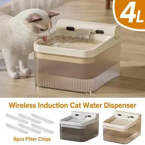 Wireless Cat Water Fountain 4L Water Dispenser with Motion Sensor Pet Fountain