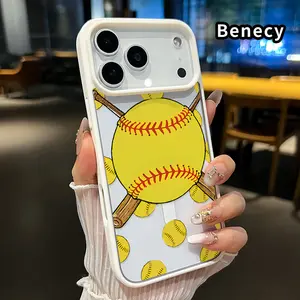Magnetic Phone Case Supports Wireless Charging for iPhone 17 16  Pro Max Plus 15 14 13 12 11 Air E Softball Symphony Pattern Non-Yellowing Shockproof Soft Silicone Transparent Acrylic Cover