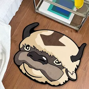 Creative Cow Head Pattern Bedroom Carpet, Soft Comfortable Living Room Rug, Easy Care Home Decor Mat for Sofa Coffee Table, Animal Print Rug