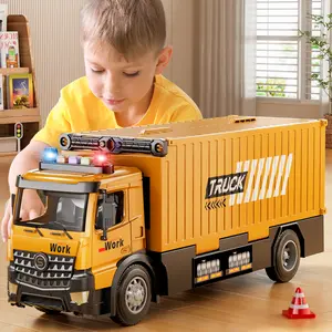 Alloy remote-controlled construction vehicle with shovel bucket,rechargeable remote-controlled excavator and dump truck toy,electric bulldozer model with sound and light effects,sturdy body resistant to drops,popular outdoor play toyan excellent Chrildren