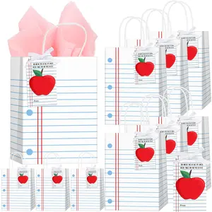 12/24 Pcs Teacher Appreciation Gift Bags Teacher Gift Bags compostion  Notebook  Gift  Bags with wrapping tissue Paper Gift Bags Graduation Gift Bags with Ribbons Teacher Appreciation Week Back to School Thank You Gifts Goodie Bags Graduation