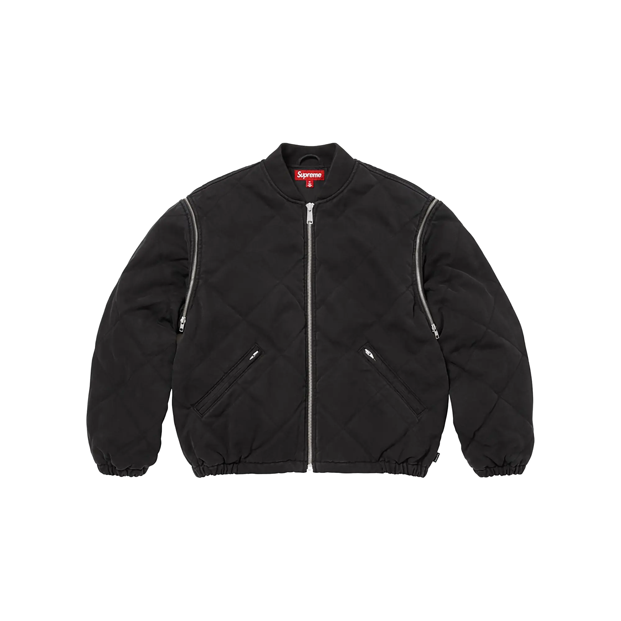Zip-Off Sleeve Quilted Bomber Jacket "Black" SU26991