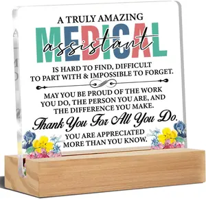Medical Assistant Gifts for Women, MA Medical Assistant Appreciation Gifts Acrylic Desk Plaque Sign 4 x 4 Inches