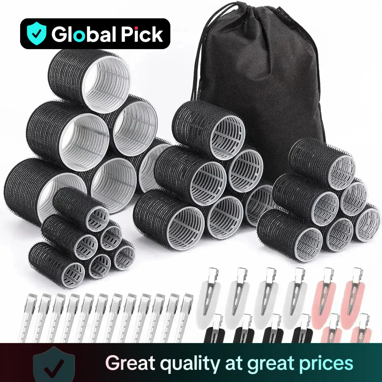 Hair Curlers & Clips Set, 48pcs/set Including 24 Rollers & 24 Clips, Heatless Hair Styling Tools for Long Medium Short Hair, Erda Curl Hair, Hair Roll