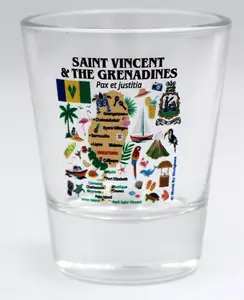 St. Vincent & The Grenadines Map and Attractions Collage Shot Glass