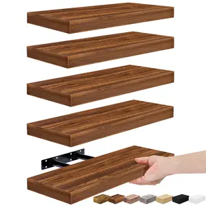 Sorbus Floating Shelves Wall Mounted Decorative MDF Wood 16.25 in W x 5.5 in D Set of 5 Durable Invisible Brackets Easy Install for Home Decor