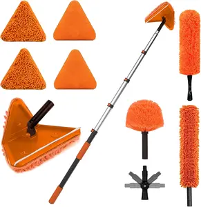 20FT Reach Dusters for Cleaning, Ceiling Fan Cleaner Duster with Extension Pole, Wall and Baseboard Cleaner Mop with Handle for Window Cobweb Fan Blade and High Ceiling