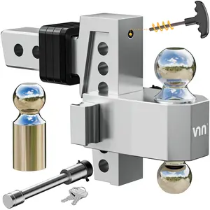 VNN Adjustable Trailer Hitch 6 Inch Drop 2 Inch Receiver - Solid Dual Ball Mount 1-7/8", 2"(10,000 LBS GTW), Heavy Duty Aluminum Drop Hitch with Pads and Locking Sets