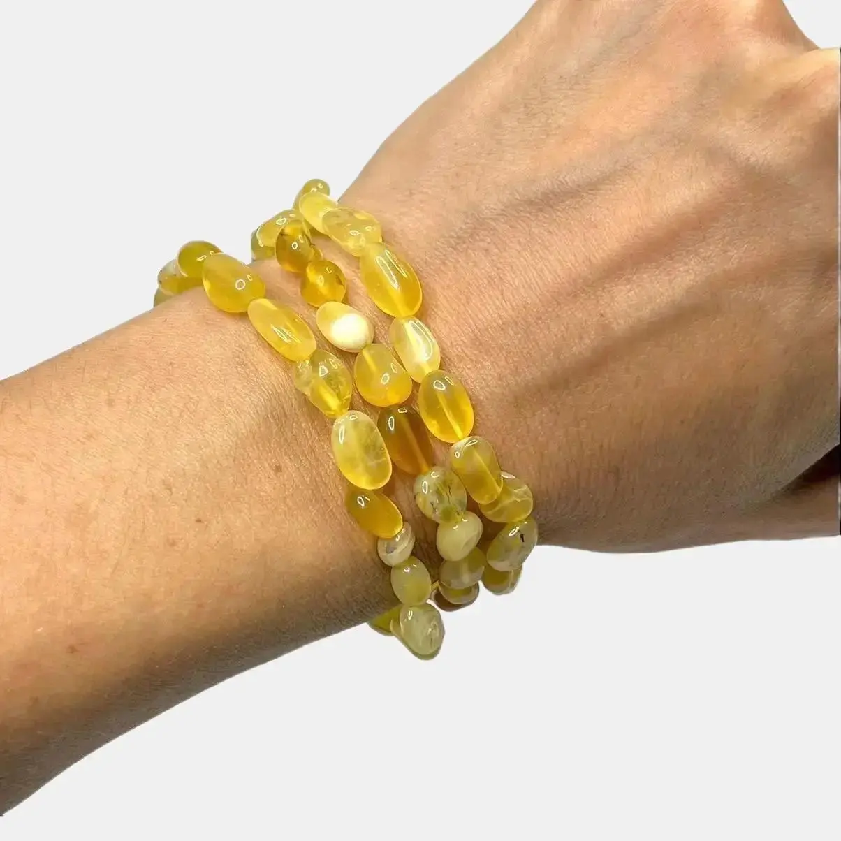 Yellow Opal Crystal Bracelet - Handmade with 6mm Genuine Opal Gemstones