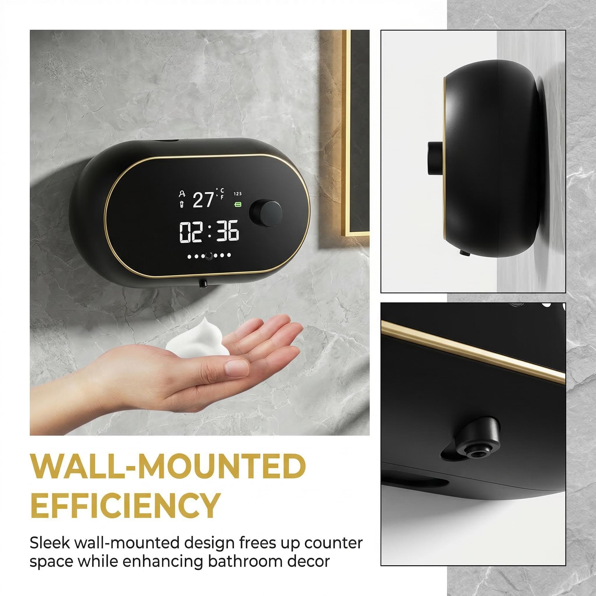 Automatic Soap Dispenser Foam Bathroom - Wall Mount Rechargeable Touchless Adjustable Smart Electric Dispenser with Clock/March Madness/Spring Break - Hygienic Solution for Kitchen/Bathroom