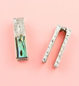 Hammered Tower Half Abalone White Brass Ear Weights