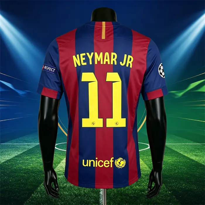 14-15 Home Red Blue Neymar 11# Short Sleeve Soccer jersey