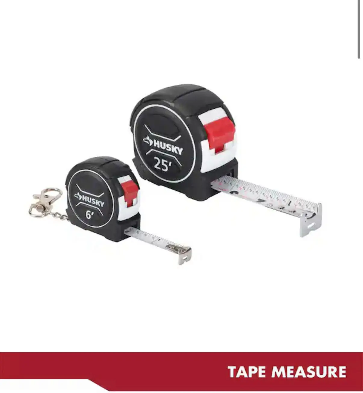 Husky 25' & 6' Tape Measure - Precision Measuring Tool for DIY Projects and Professional Use - Durable and Accurate