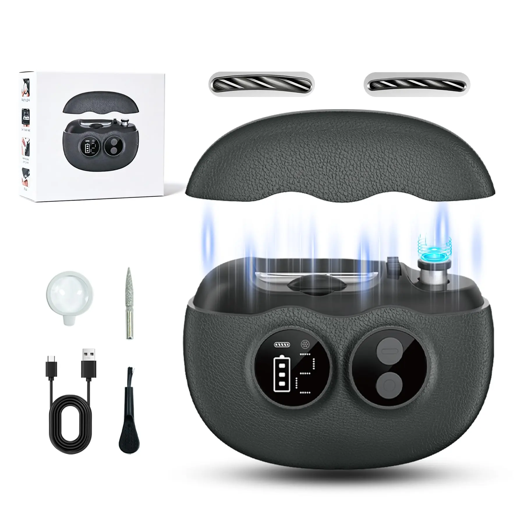 Electric Nail Clipper, 3 in 1 Electric Nail Clippers with Interchangeable Heads, Built-in Magnifier, Dual Polishing Modes, LCD Display, Debris Storage, for Seniors, Adults, Kids
