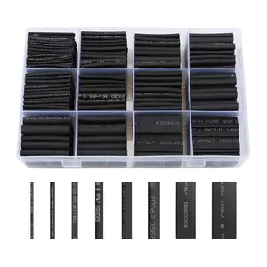 650pcs Heat Shrink Tubing Black Heat Shrink Tube Wire Shrink Wrap Shrinkage Ratio 2:1 Electrical Cable Wire Kit Set Long Lasting Insulation Protection