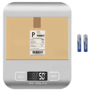 Digital Shipping Scale, Kitchen Scale Stainless Steel, Accurate 5kg/1g Portable Small Postal Scale for Packages, Small Business, Kitchen Food,Handmade, Liquids, Jewelry, and Boutique (Silver)