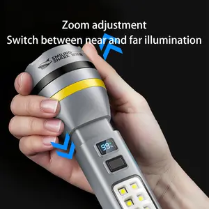 【SD-5448】SmilingShark Powerful M50 LED Torch Zoom In Out Adjustable Focus Spotlight Lightweight Handheld Flashlight for Night Fishing Adventure Gear