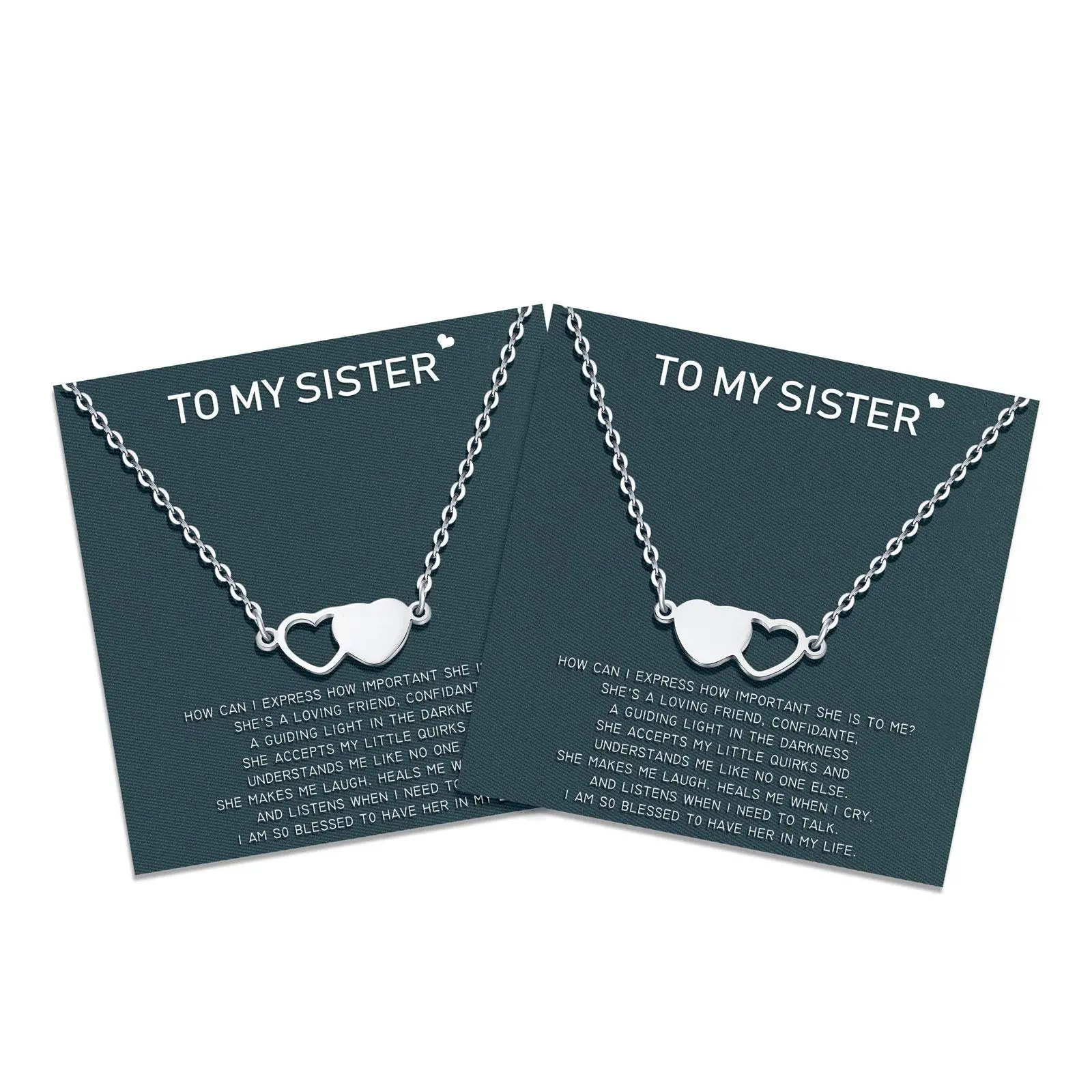 Sisters Necklace Best Friend Friendship Heart Matching Necklaces for 2/3/4 Women