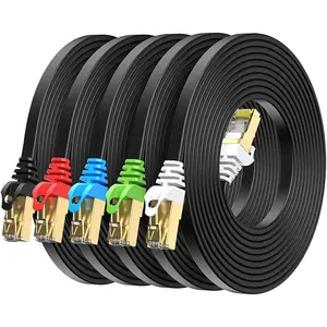 Cat8 Ethernet  10FT 5 Pack Multi Color, -8 Flat RJ45 Computer Internet LAN Network Ethernet Patch  Cord, 40Gbps 2000MHz Faster Than Cat7/Cat6/Cat5-10