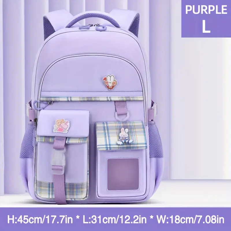 Cute School Backpack Bookbag for Girls, Ultra-light Student Backpack for Class with Cartoon Graphic and Ridge Design, Student Class Backpack